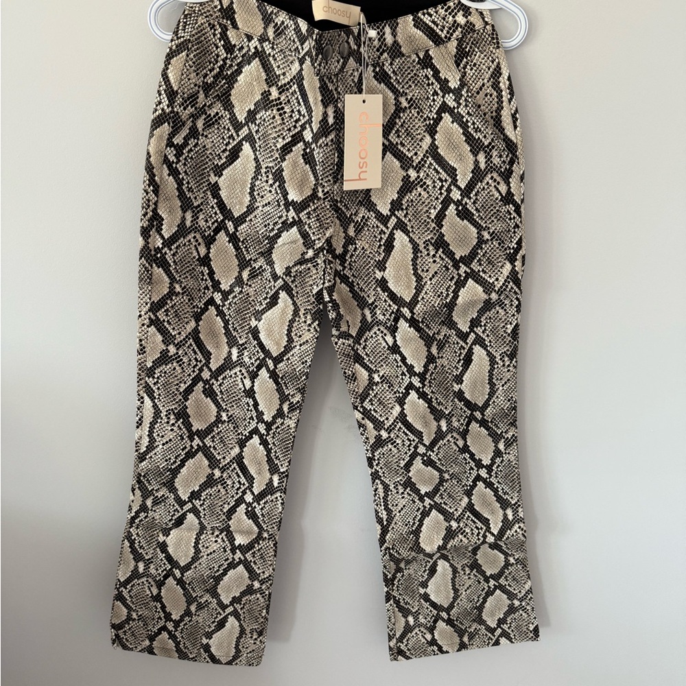 Chic Snake Print Ladies Pants - Black and Cream